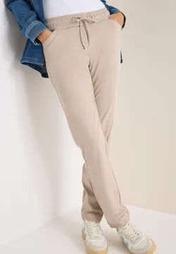 Cecil Tracey Joggers in Beige with sporty stripe  380041