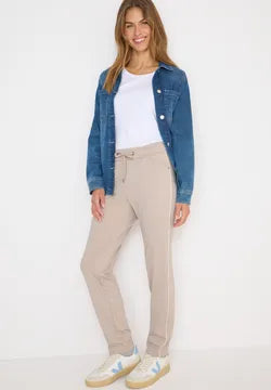 Cecil Tracey Joggers in Beige with sporty stripe  380041