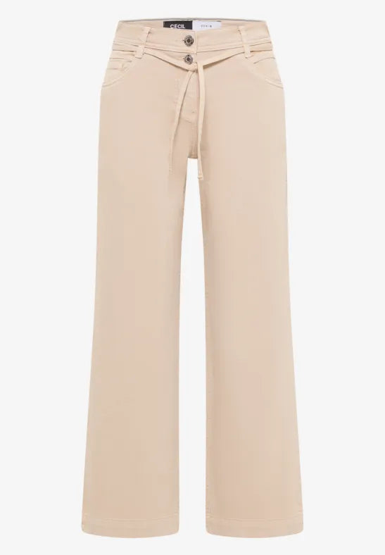 Cecil straight leg High Rise Jeans in Ecru 380085