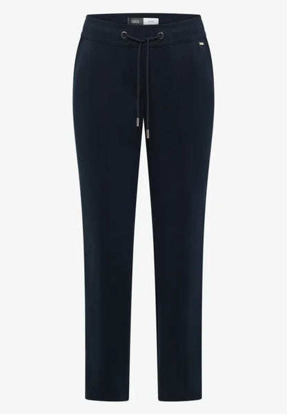Cecil Tracy Trousers with elasticated waist in Navy or Taupe 30" leg   380550