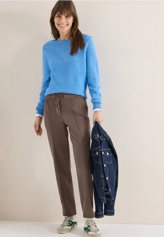 Cecil Tracy Trousers with elasticated waist in Navy or Taupe 30" leg   380550