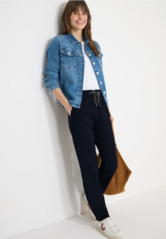 Cecil Tracey Soft Jersey Joggers in Navy 30" leg 380592