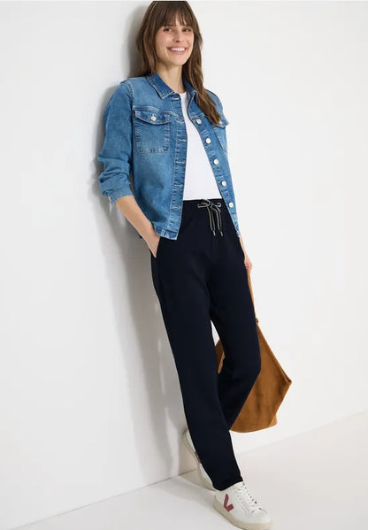 Cecil Tracey Soft Jersey Joggers in Navy 30" leg 380592