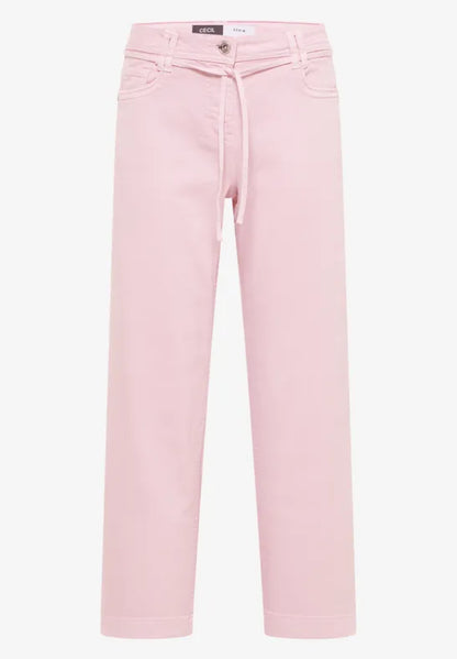 Cecil High waist 28" wide leg jeans in blush pin 380672 Pink