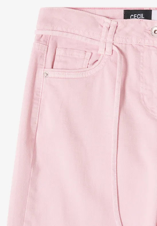 Cecil High waist 28" wide leg jeans in blush pin 380672 Pink