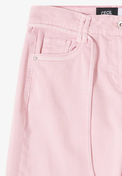 Cecil High waist 28" wide leg jeans in blush pin 380672 Pink