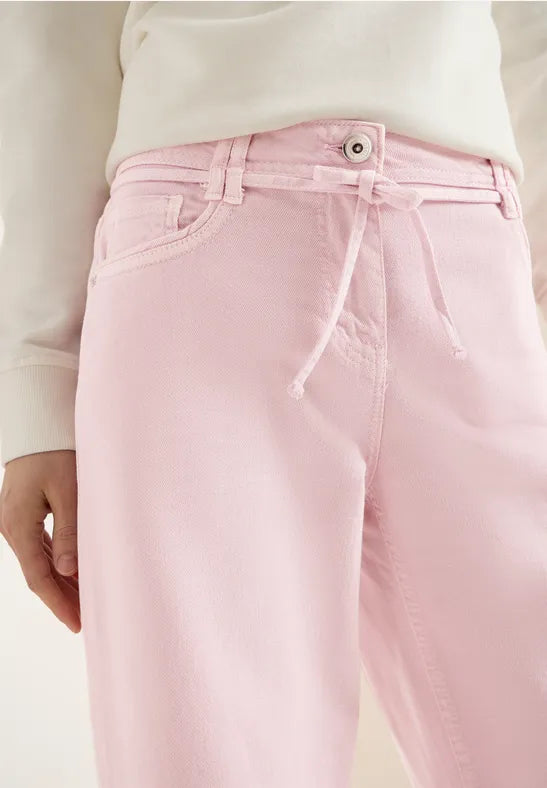 Cecil High waist 28" wide leg jeans in blush pin 380672 Pink