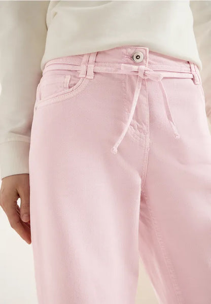 Cecil High waist 28" wide leg jeans in blush pin 380672 Pink