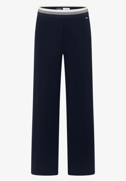 Cecil Navy  High waist straight leg trousers in a loose fit 380674