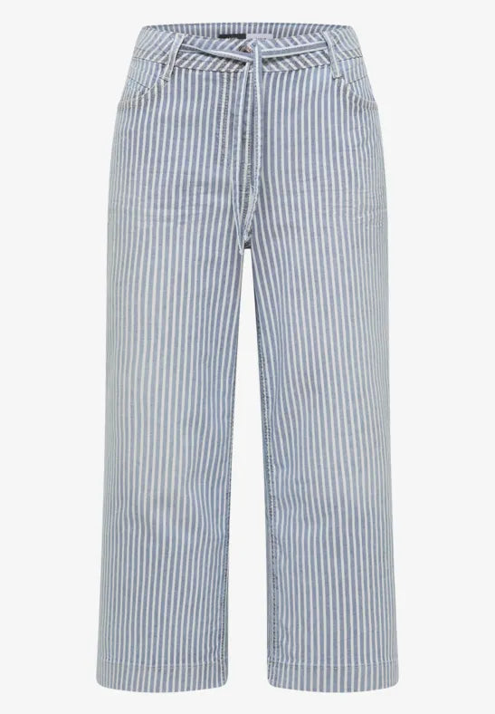 Cecil Pinstripe Wide leg Crop Jeans 22" 380795