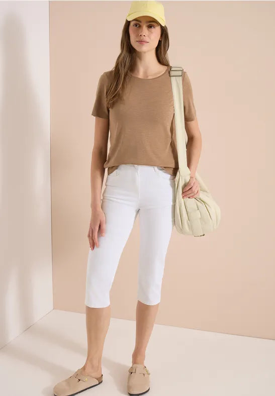 Cecil high waist white capri jeans 380957