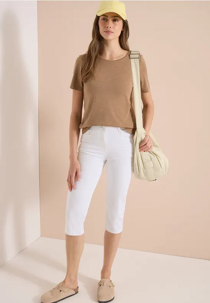 Cecil high waist white capri jeans 380957