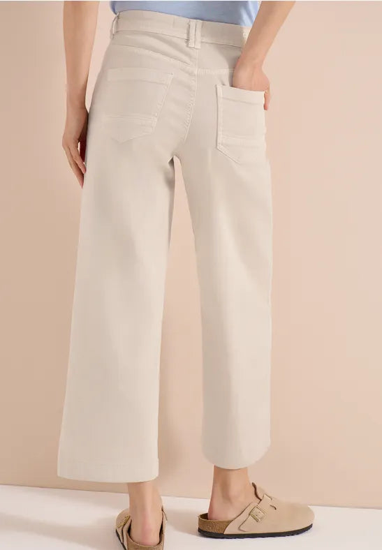 Cecil High Waist Wide Leg Jeans in Beige 380964