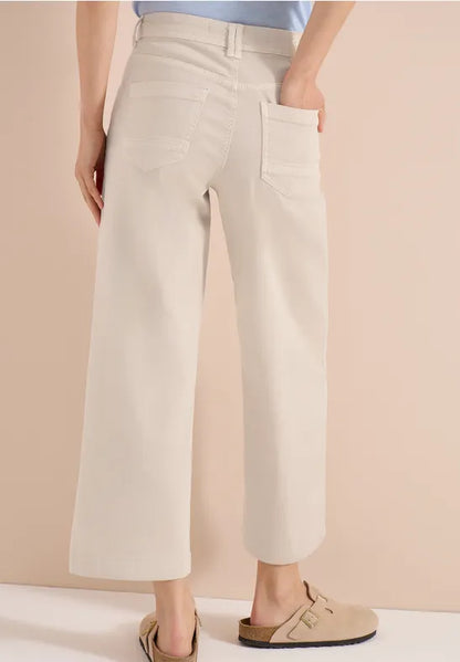 Cecil High Waist Wide Leg Jeans in Beige 380964