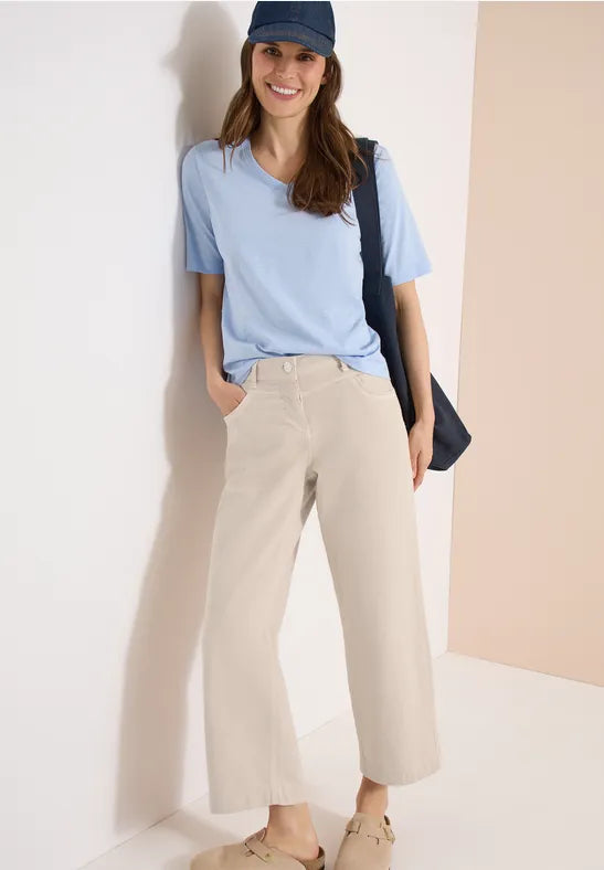 Cecil High Waist Wide Leg Jeans in Beige 380964