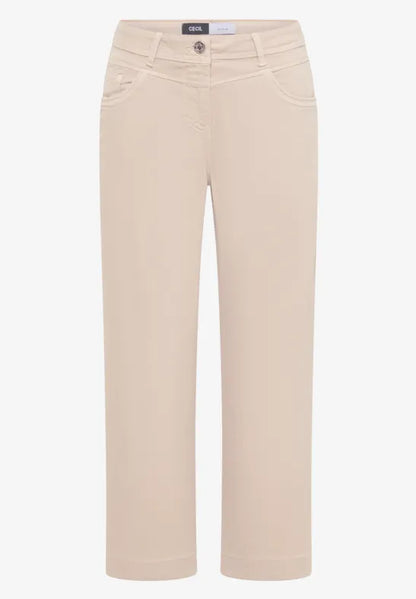 Cecil High Waist Wide Leg Jeans in Beige 380964