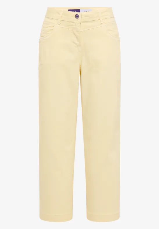 Cecil High Waist wide leg Jeans in Buttermilk lemon 280964