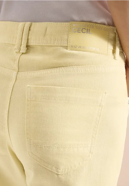 Cecil High Waist wide leg Jeans in Buttermilk lemon 280964