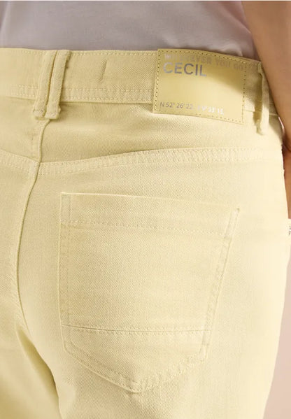 Cecil High Waist wide leg Jeans in Buttermilk lemon 280964