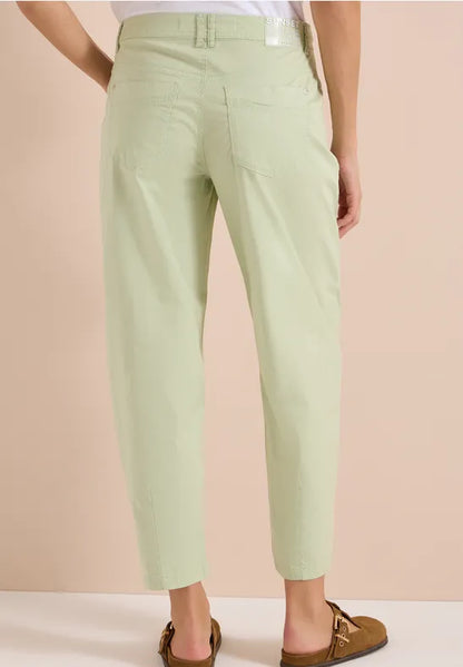 Cecil Barrel Leg Trousers in soft cotton fabric 381345 Green