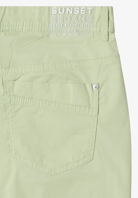 Cecil Barrel Leg Trousers in soft cotton fabric 381345 Green