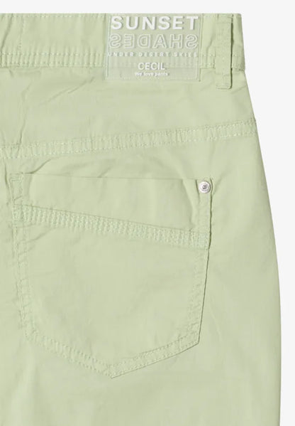 Cecil Barrel Leg Trousers in soft cotton fabric 381345 Green