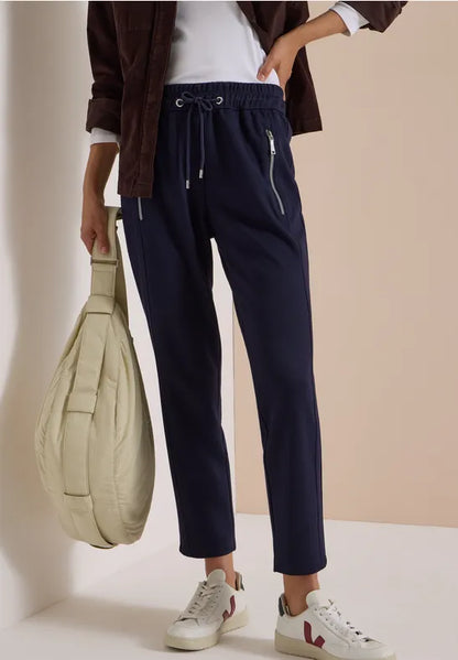 Cecil Tracey Joggers in navy with Zip pockets and 28" Leg 381386