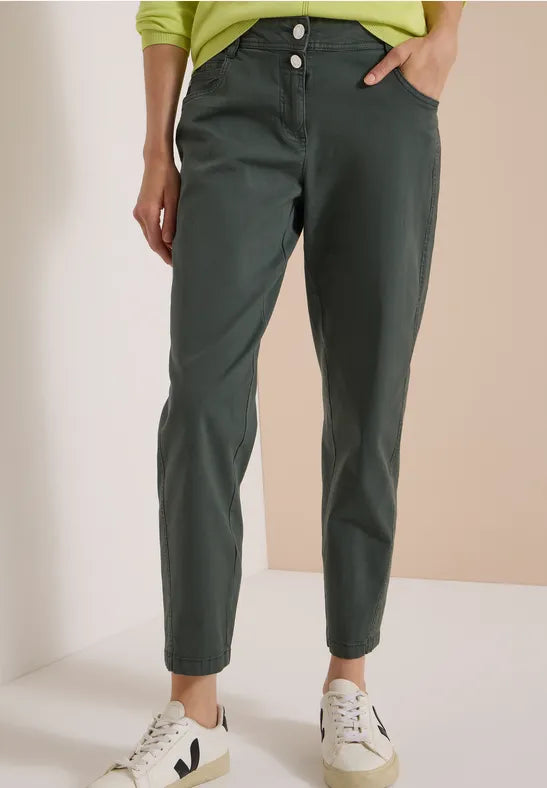 Cecil Barrel Shape trousers in Olive Green 28" Leg 381389