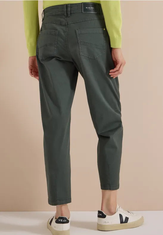 Cecil Barrel Shape trousers in Olive Green 28" Leg 381389