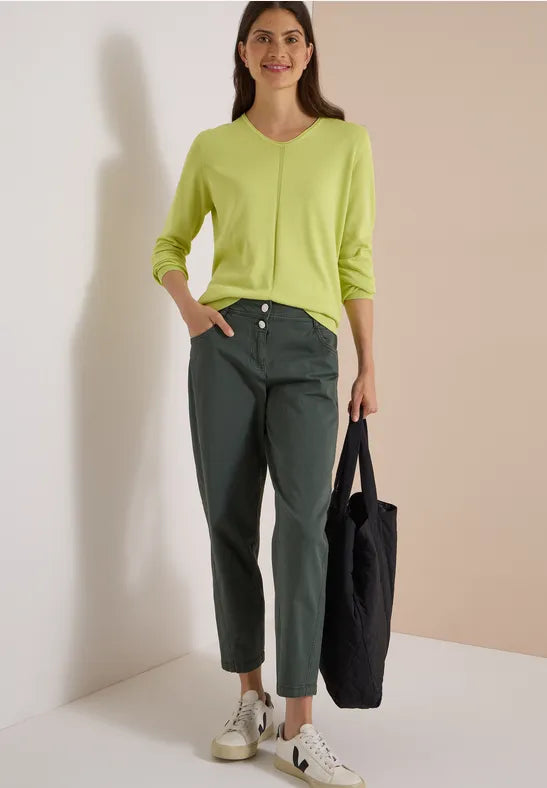 Cecil Barrel Shape trousers in Olive Green 28" Leg 381389