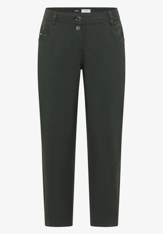 Cecil Barrel Shape trousers in Olive Green 28" Leg 381389