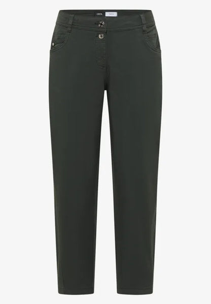 Cecil Barrel Shape trousers in Olive Green 28" Leg 381389