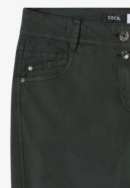 Cecil Barrel Shape trousers in Olive Green 28" Leg 381389