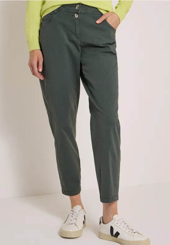 Cecil Barrel Shape trousers in Olive Green 28" Leg 381389