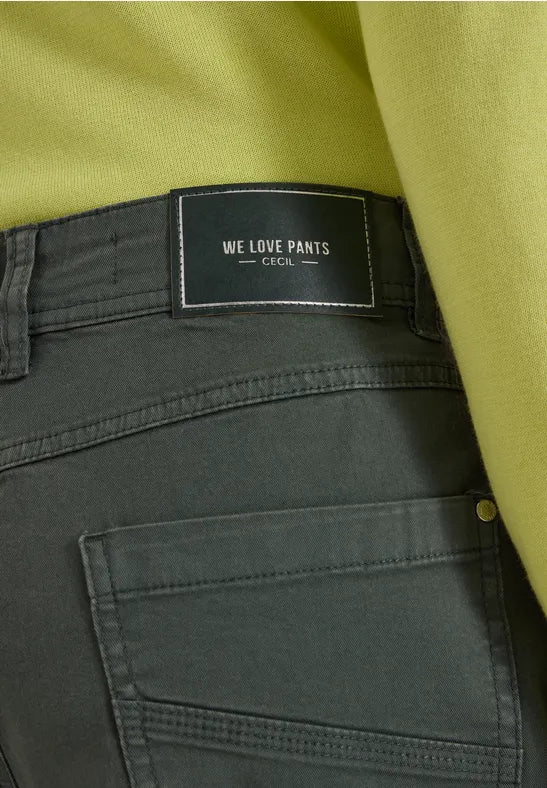 Cecil Barrel Shape trousers in Olive Green 28" Leg 381389