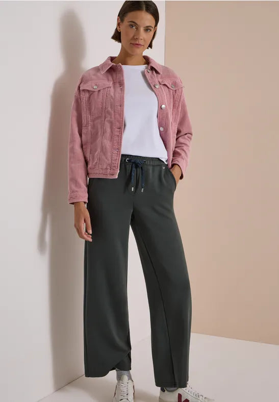 Cecil Olive Green Silk touch Jersey Trousers in 28" Leg 381391