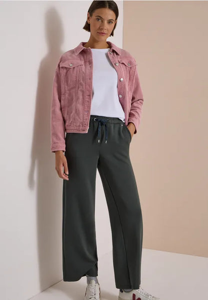 Cecil Olive Green Silk touch Jersey Trousers in 28" Leg 381391