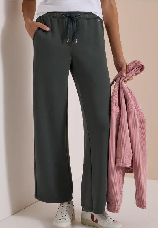 Cecil Olive Green Silk touch Jersey Trousers in 28" Leg 381391