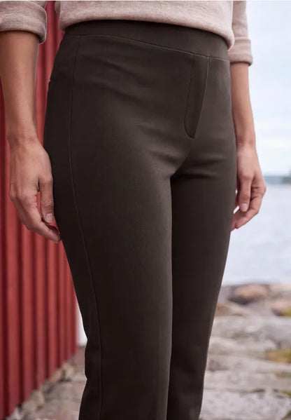 Cecil Pull On High waist bootcut trousers in a slim fit 30" Leg Brown
