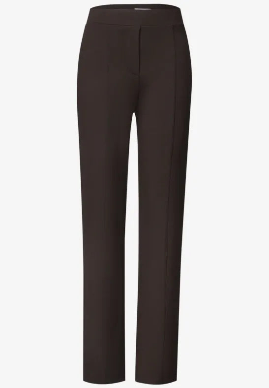 Cecil Pull On High waist bootcut trousers in a slim fit 30" Leg Brown