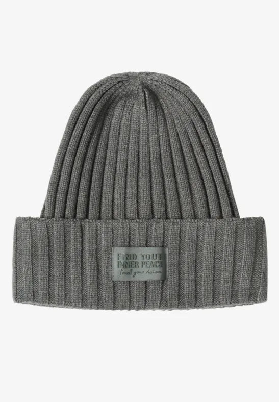 Cecil knitted Beanie hat with Logo in Olive Green  572817