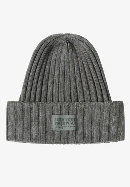 Cecil knitted Beanie hat with Logo in Olive Green  572817