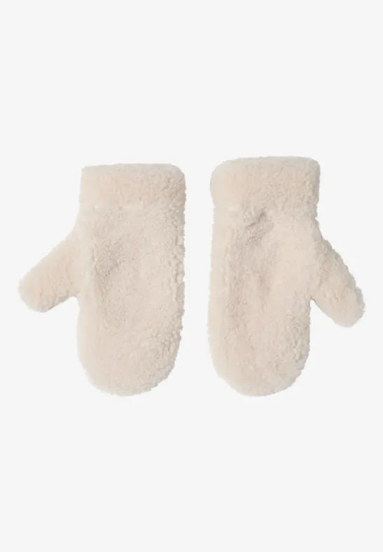 Cecil Cream Teddy Fleece Mittens for Adults