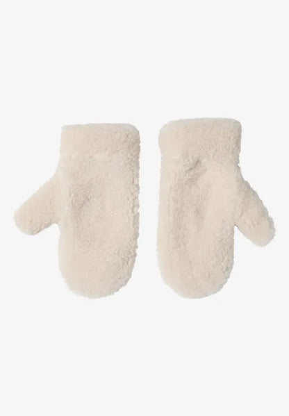 Cecil Cream Teddy Fleece Mittens for Adults