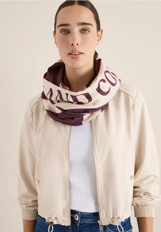 Cecil cozy print loop scarf in eggplant red  572935