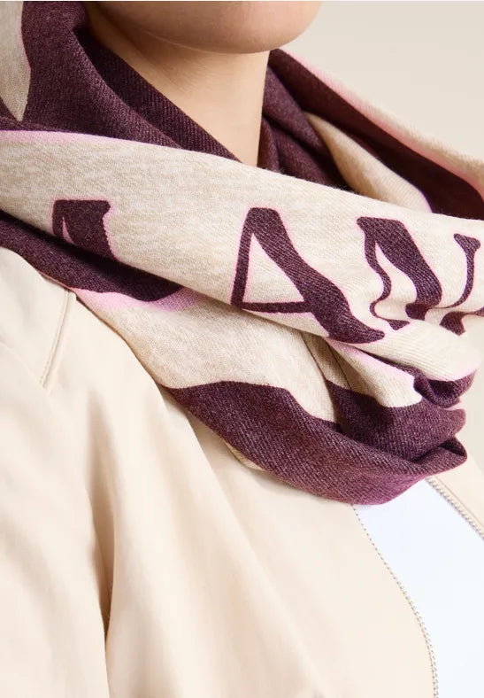 Cecil cozy print loop scarf in eggplant red  572935