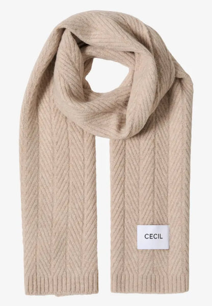 Cecil long cable knit scarf in Blossom or Beige 572940