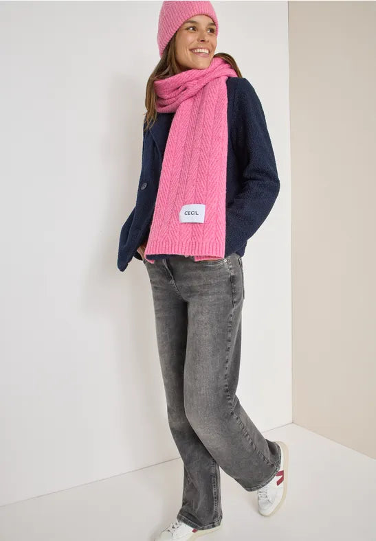Cecil long cable knit scarf in Blossom or Beige 572940