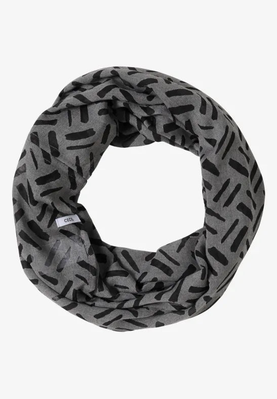 Cecil Loop scarf in Grey and Black Burnout print 572977