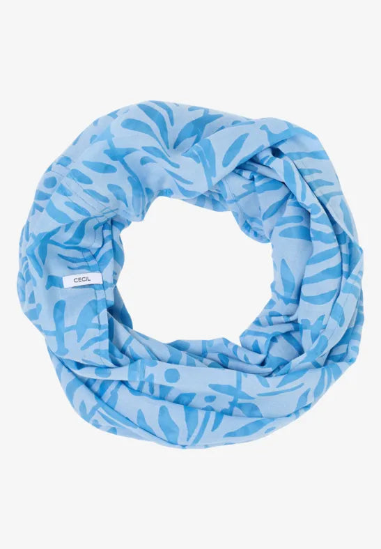 Cecil Cotton feel  Loop scarf in Fountain Blue Print 573044